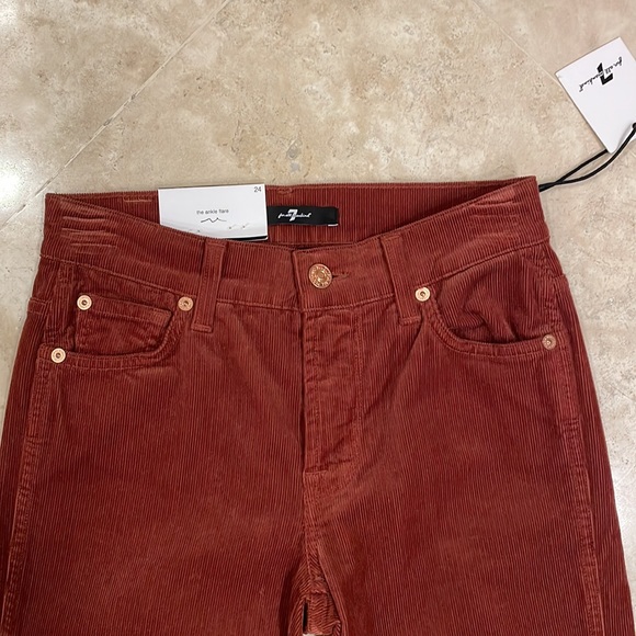 NWT seven 7 for all mankind cropped boot flare burnt orange corduroy jeans in 24 - Picture 3 of 6
